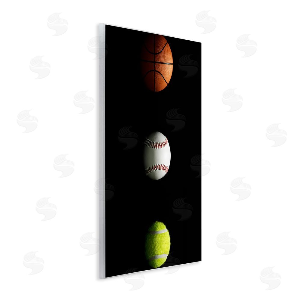 Jesse Keith Sports Balls Spotlight Wooden Wall Plaque Art Print