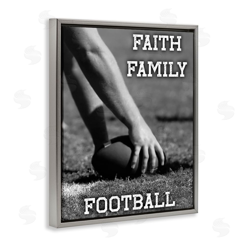 Marcus Prime Faith Family Football Hike Gray Floating Frame Canvas Wall Art Print