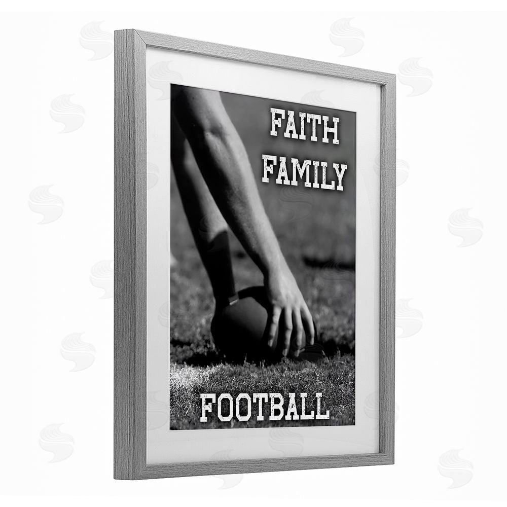 Marcus Prime Faith Family Football Hike Gray Framed Print Under Glass Wall Art