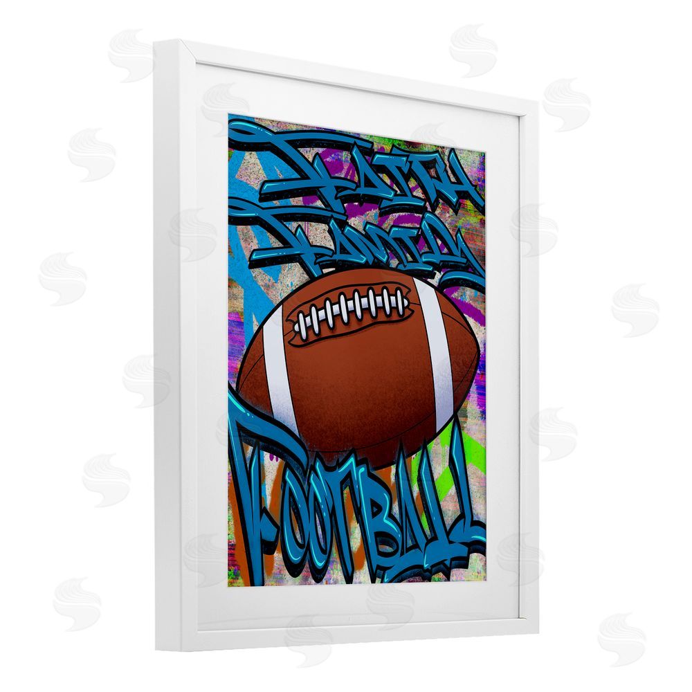 Marcus Prime Faith Family Football Graffiti White Framed Print Under Glass Wall Art
