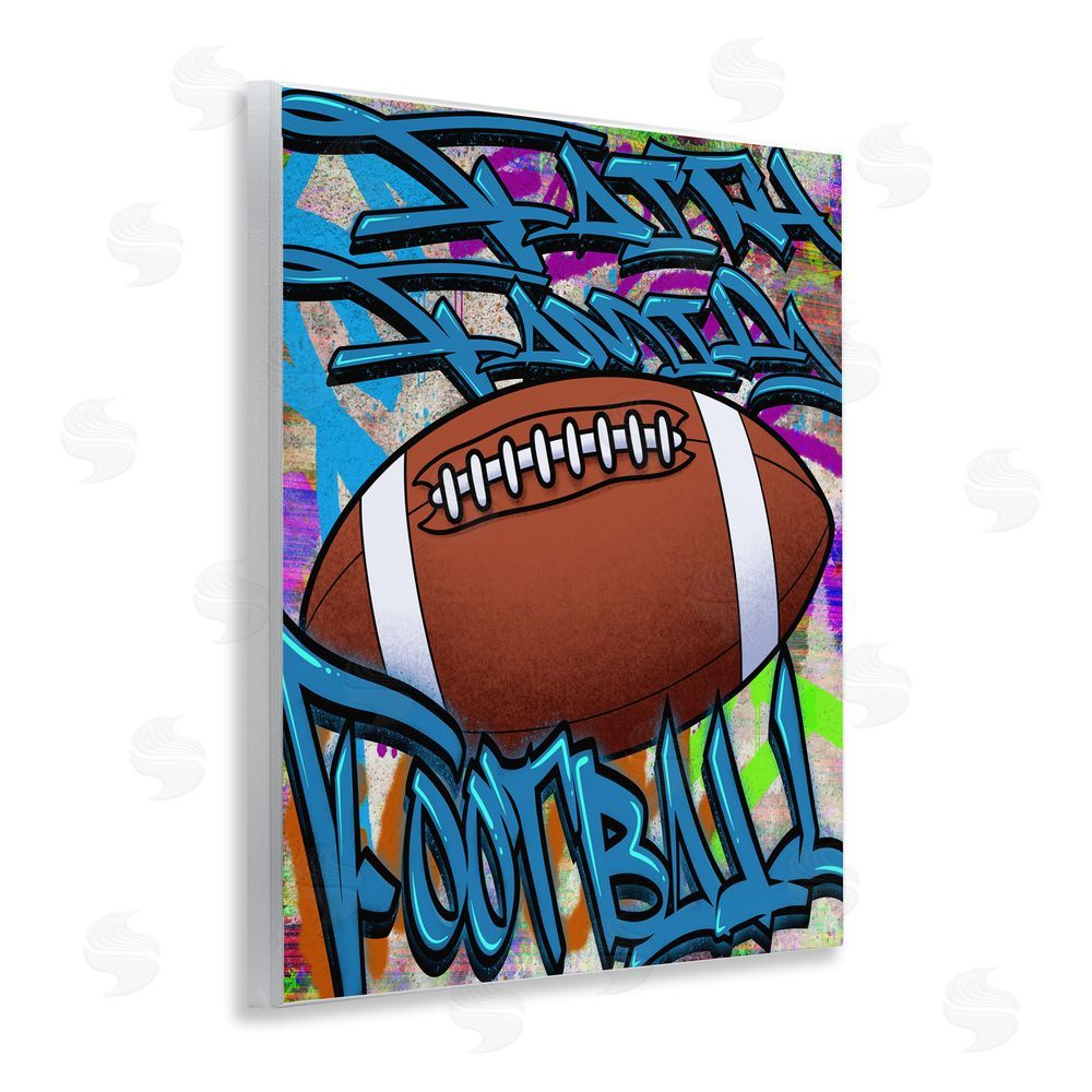 Marcus Prime Faith Family Football Graffiti Wooden Wall Plaque Art Print