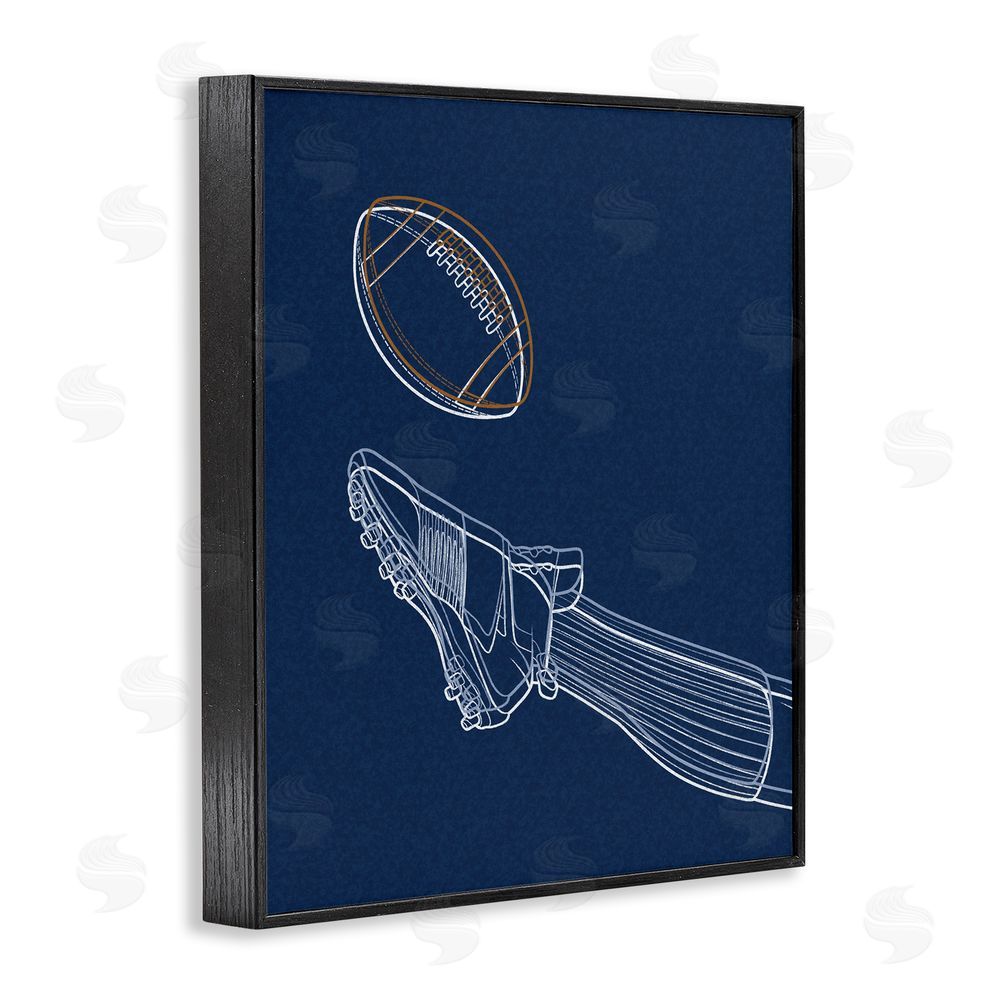 Marcus Prime Football Lines Contour Black Framed Giclee Wall Art Print