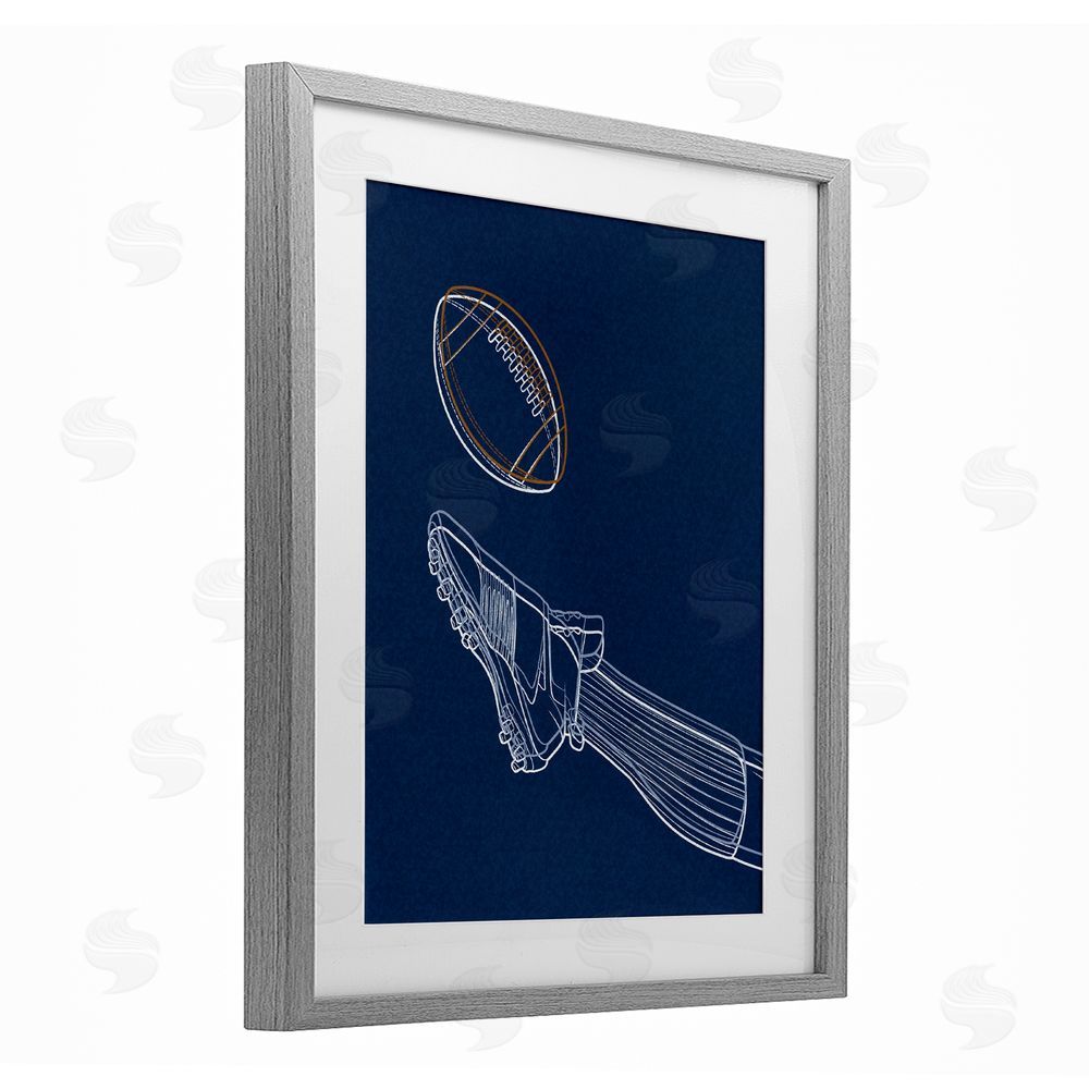 Marcus Prime Football Lines Contour Gray Framed Print Under Glass Wall Art