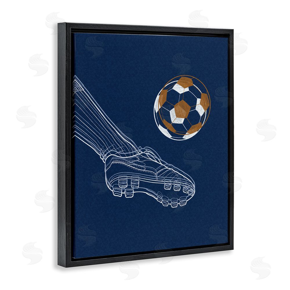 Marcus Prime Soccer Lines Contour Black Floating Frame Canvas Wall Art Print
