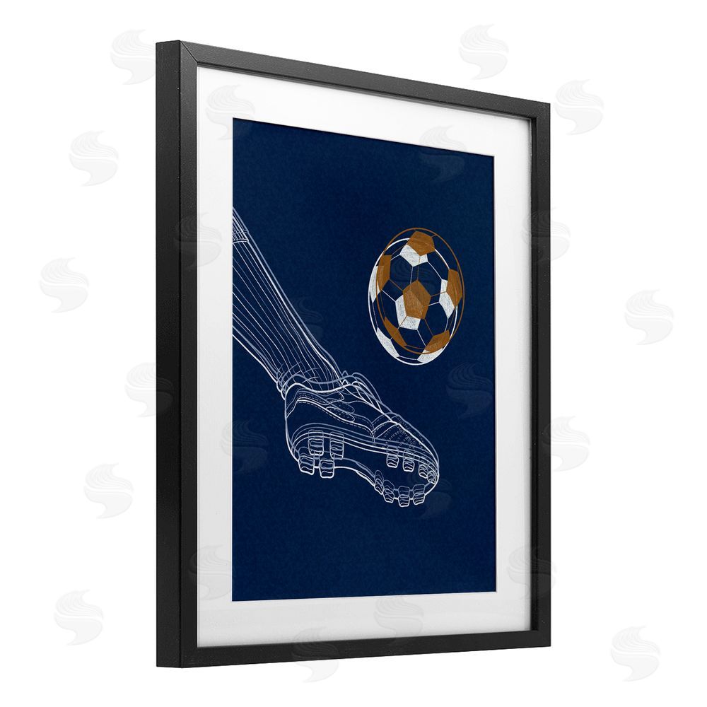 Marcus Prime Soccer Lines Contour Black Framed Print Under Glass Wall Art