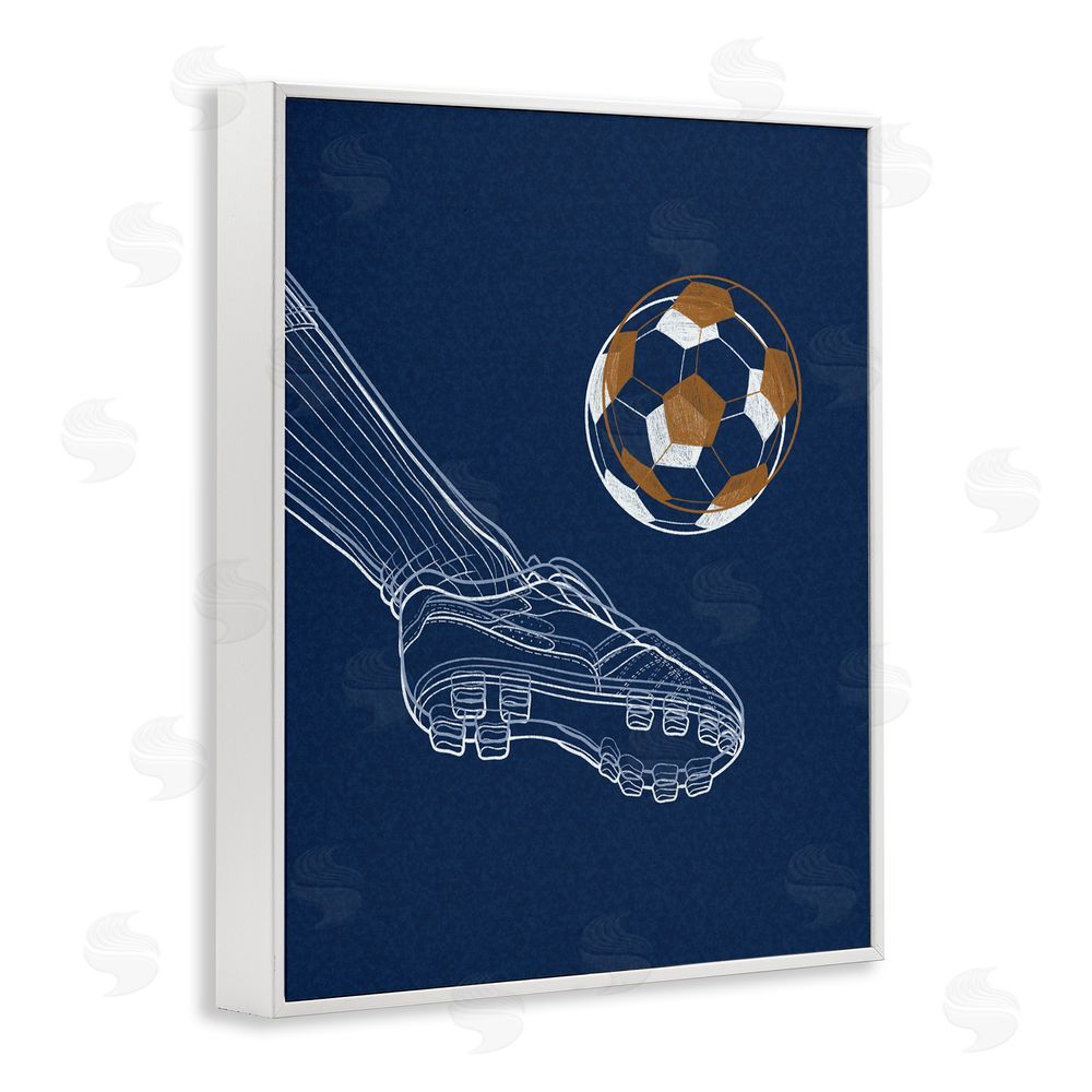 Marcus Prime Soccer Lines Contour White Framed Giclee Wall Art Print