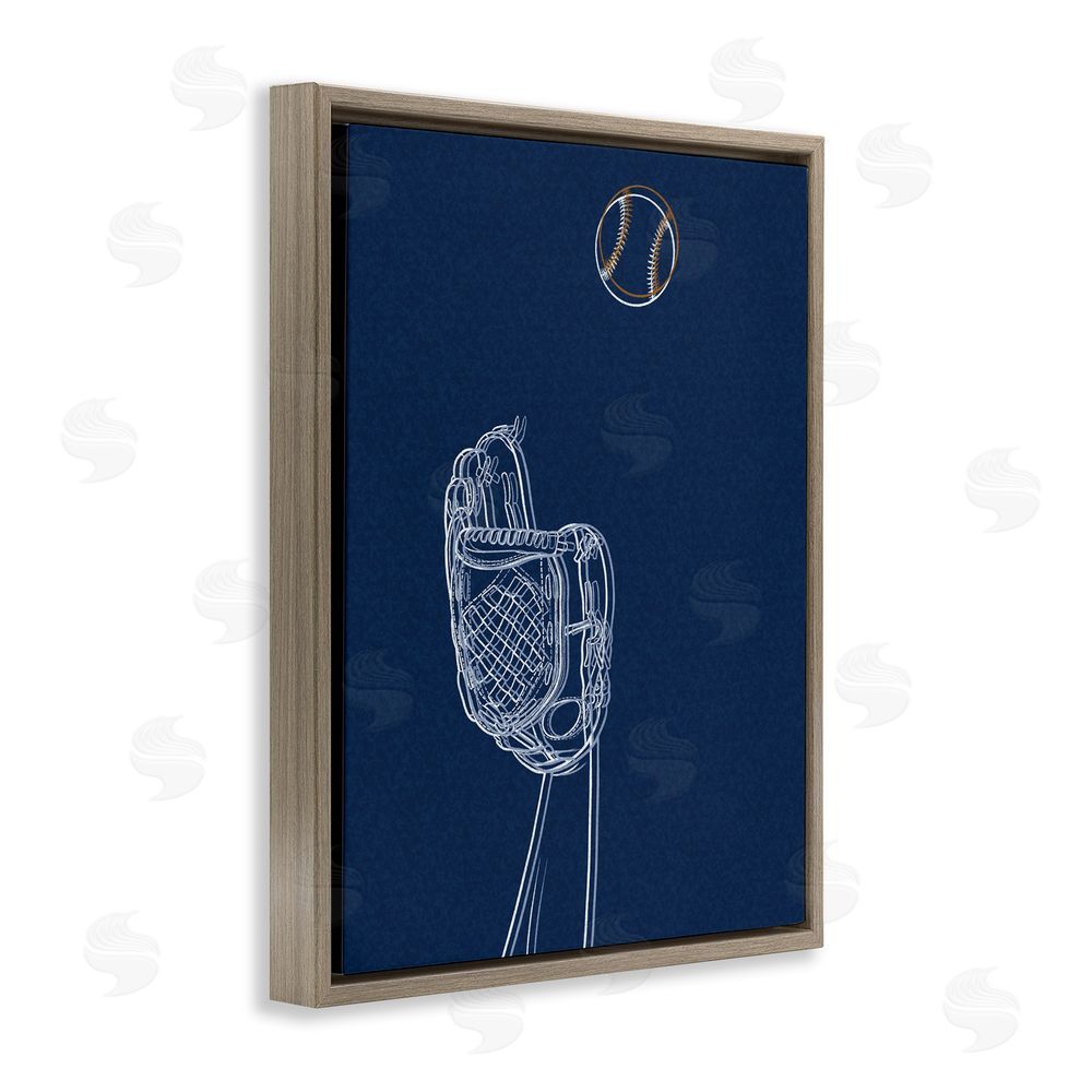 Marcus Prime Baseball Lines Contour Brown Floating Frame Canvas Wall Art Print
