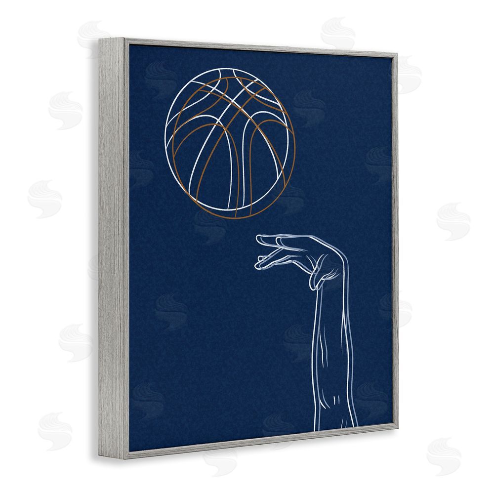 Marcus Prime Basketball Lines Contour Gray Framed Giclee Wall Art Print