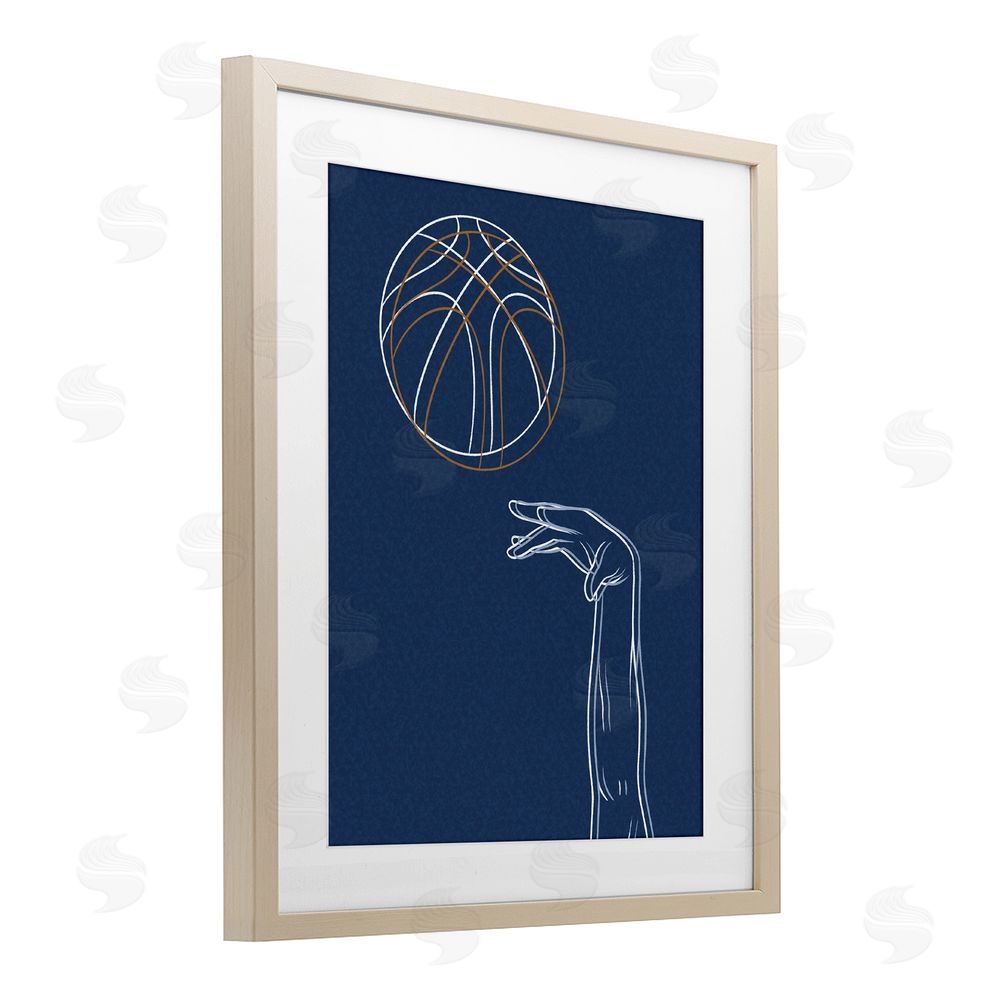 Marcus Prime Basketball Lines Contour Brown Framed Print Under Glass Wall Art