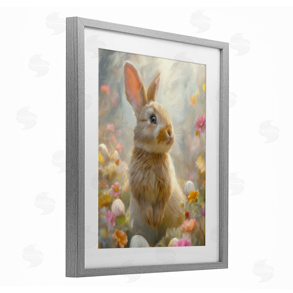 Kim Allen Bunny Dreams Meadow Gray Framed Print Under Glass Wall Art