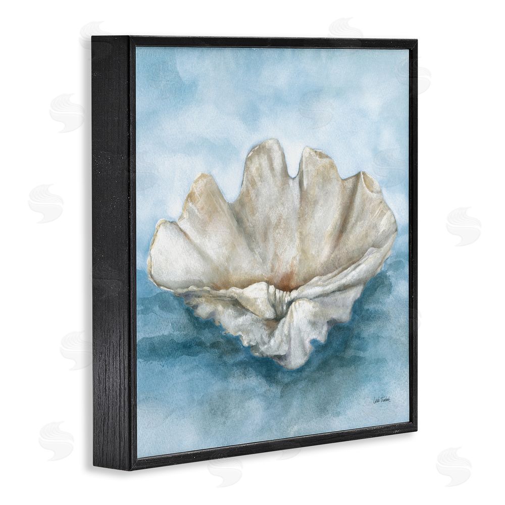 Leslie Trimbach Coastal Calm Scalloped Shell Black Framed Giclee Wall Art Print