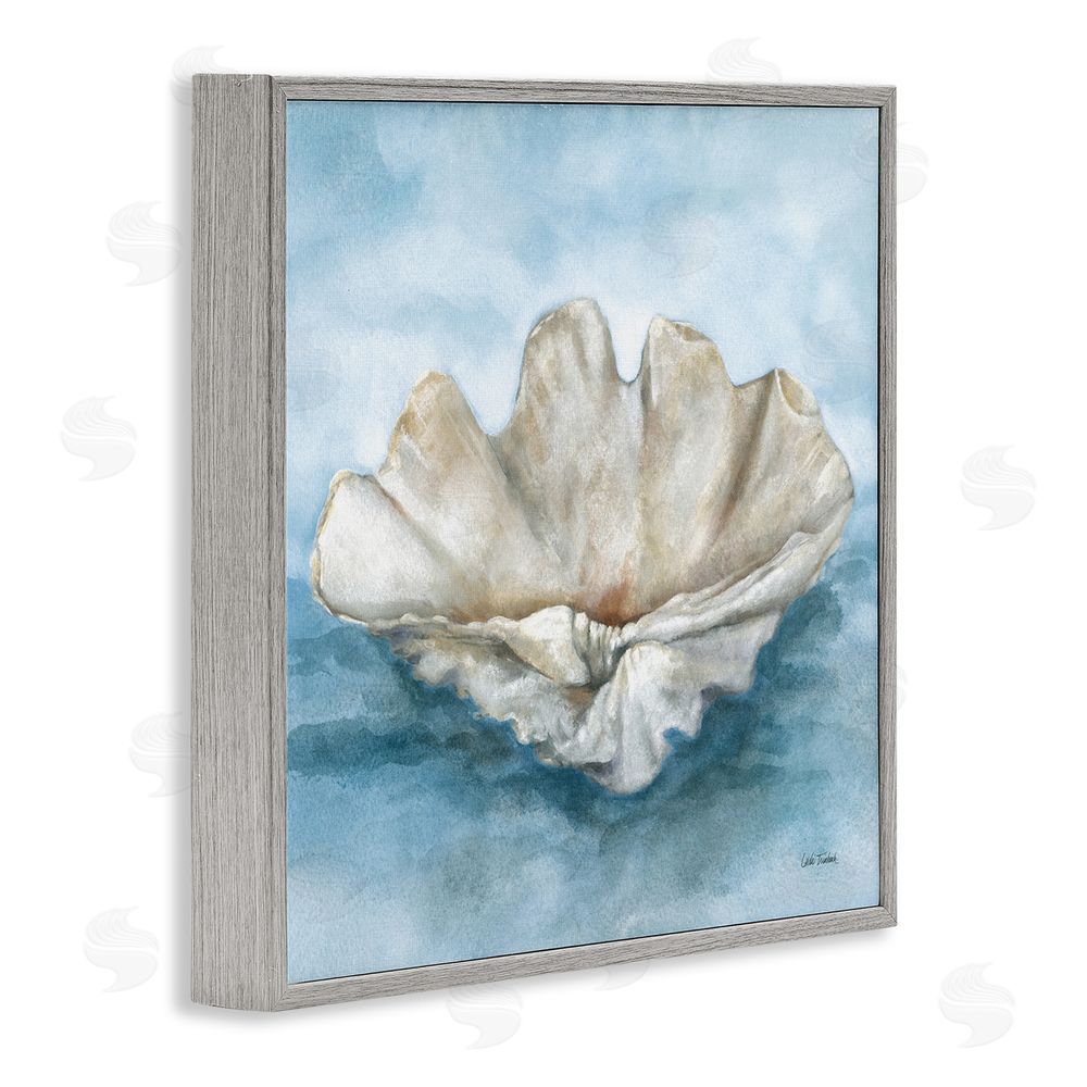 Leslie Trimbach Coastal Calm Scalloped Shell Gray Framed Giclee Wall Art Print