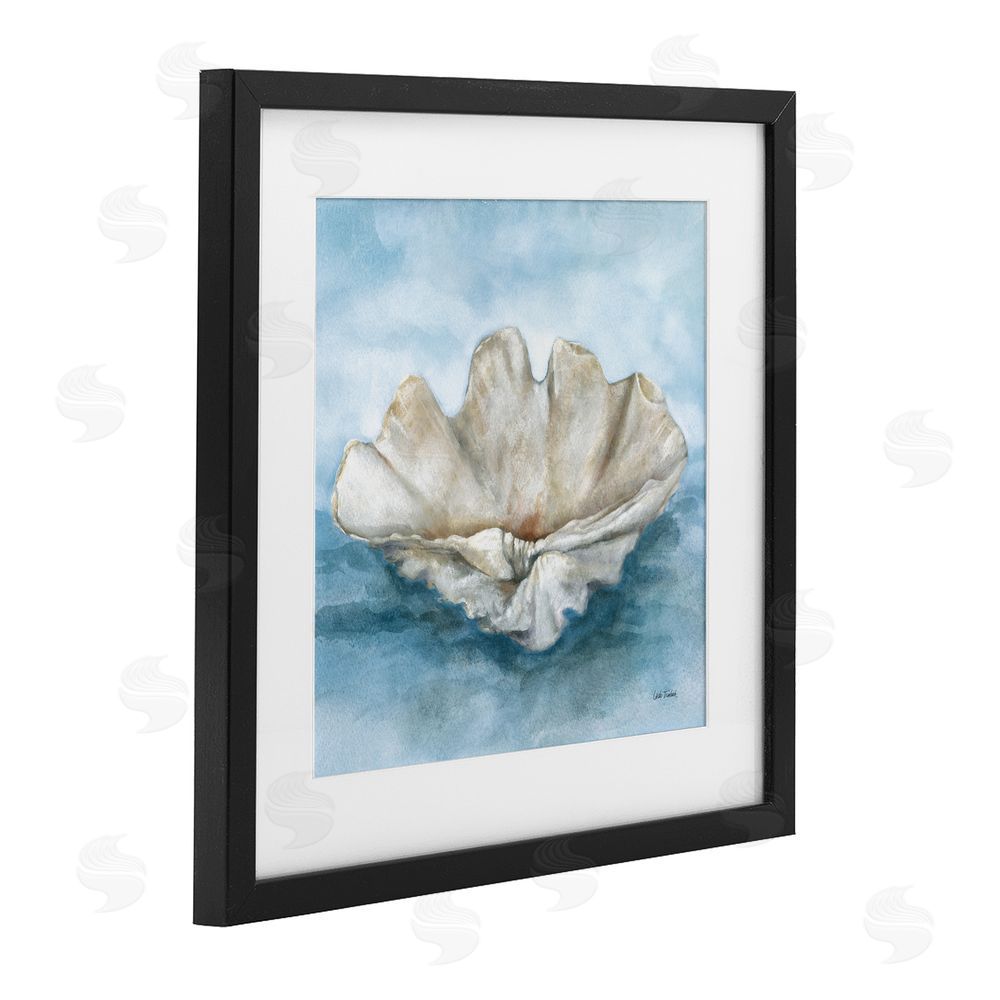 Leslie Trimbach Coastal Calm Scalloped Shell Black Framed Print Under Glass Wall Art