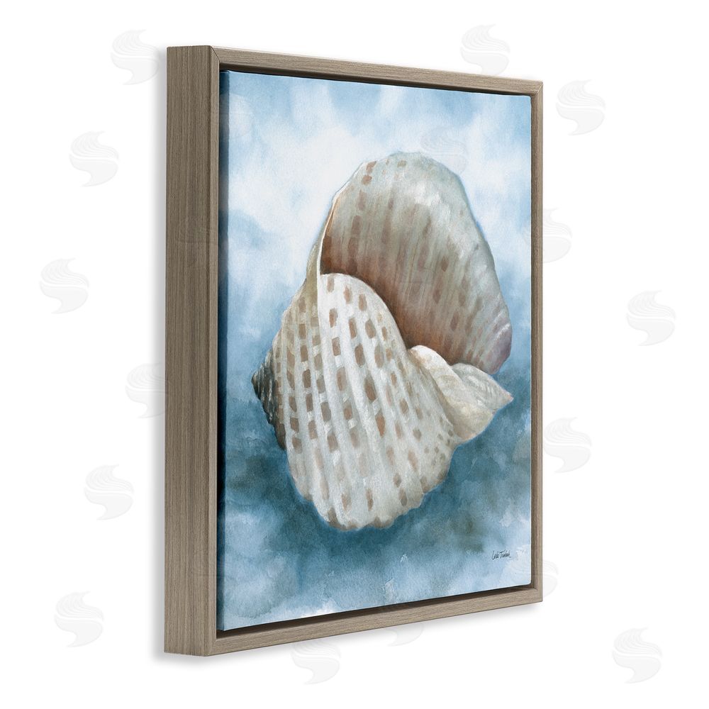 Leslie Trimbach Coastal Calm Spotted Shell Brown Floating Frame Canvas Wall Art Print
