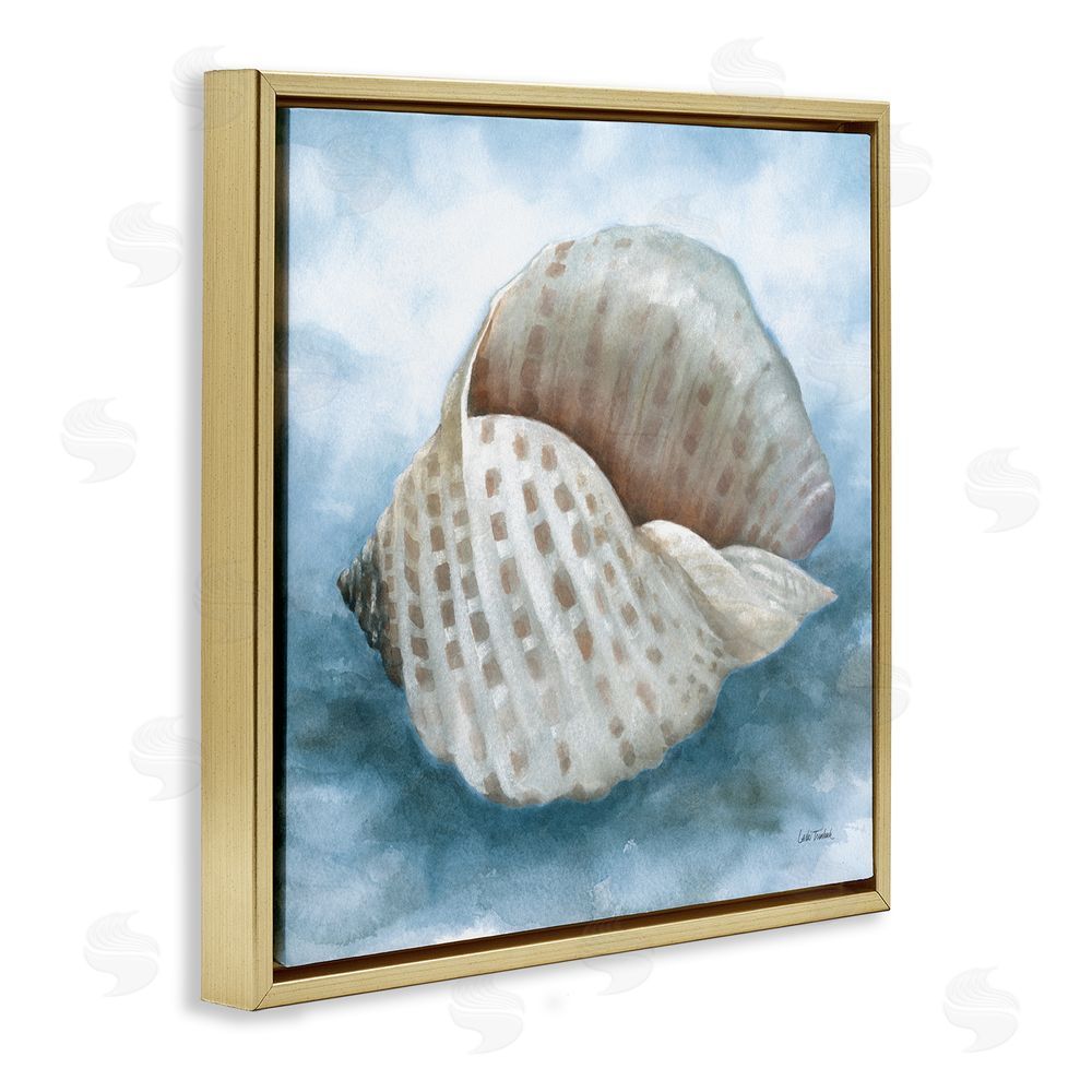 Leslie Trimbach Coastal Calm Spotted Shell Gold Floating Frame Canvas Wall Art Print