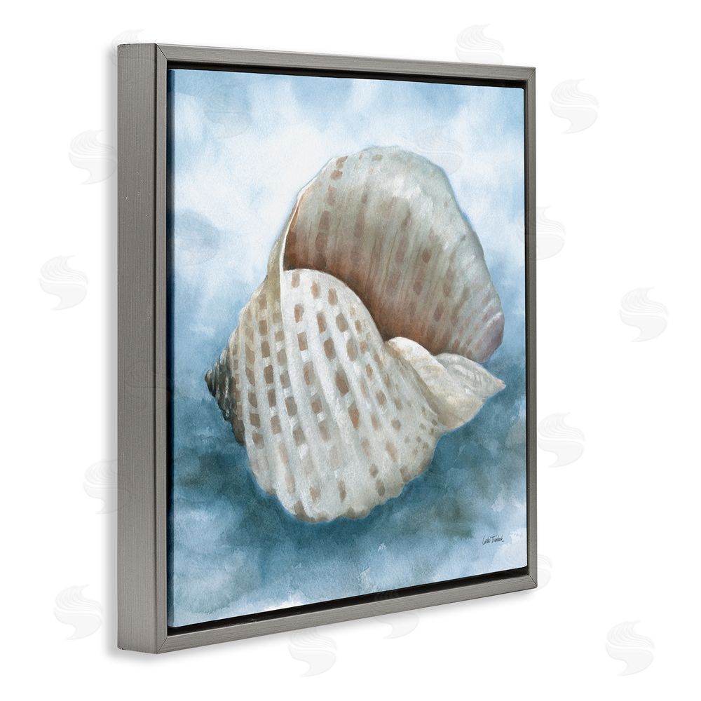 Leslie Trimbach Coastal Calm Spotted Shell Gray Floating Frame Canvas Wall Art Print