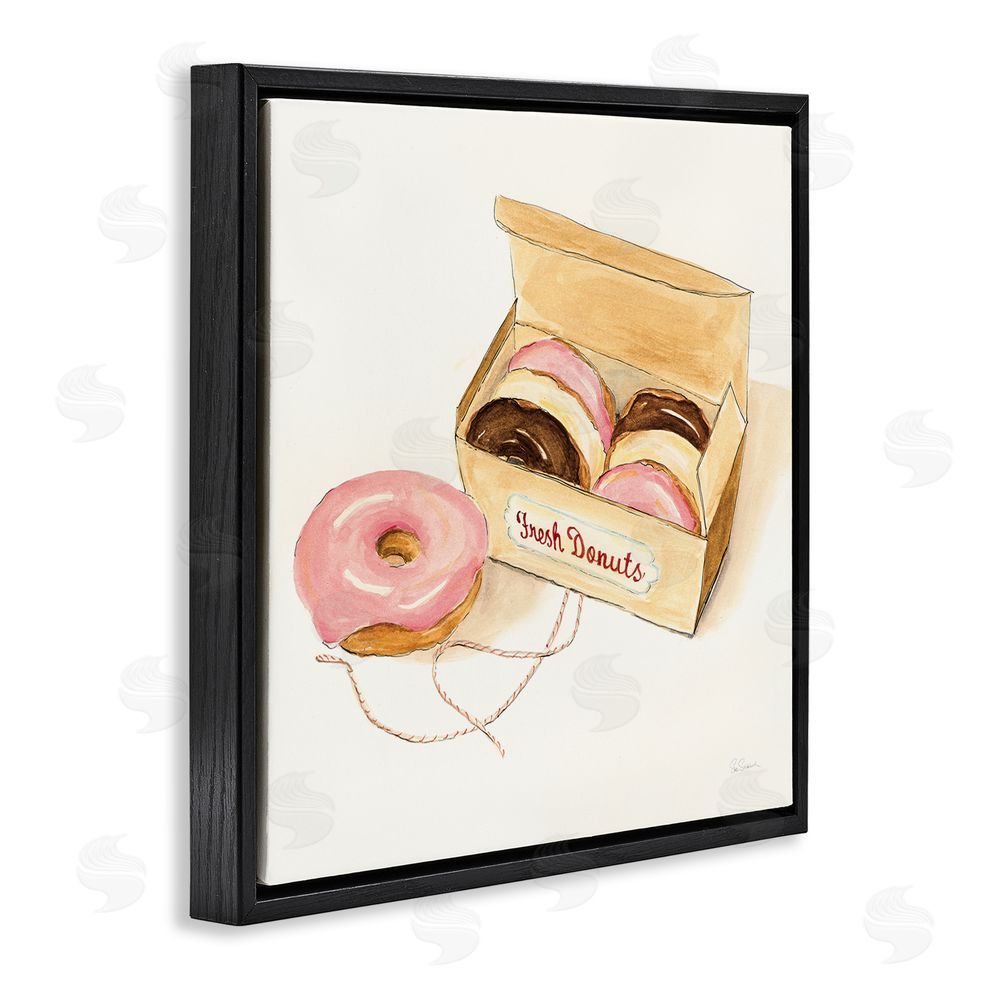 Sue Schlabach Box of Fresh Donuts Black Floating Frame Canvas Wall Art Print