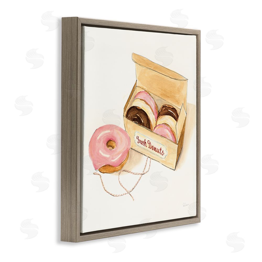 Sue Schlabach Box of Fresh Donuts Brown Floating Frame Canvas Wall Art Print