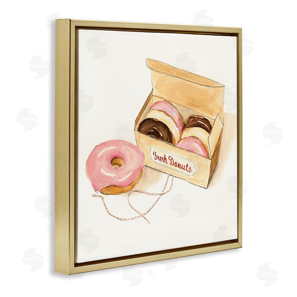 Sue Schlabach Box of Fresh Donuts Gold Floating Frame Canvas Wall Art Print