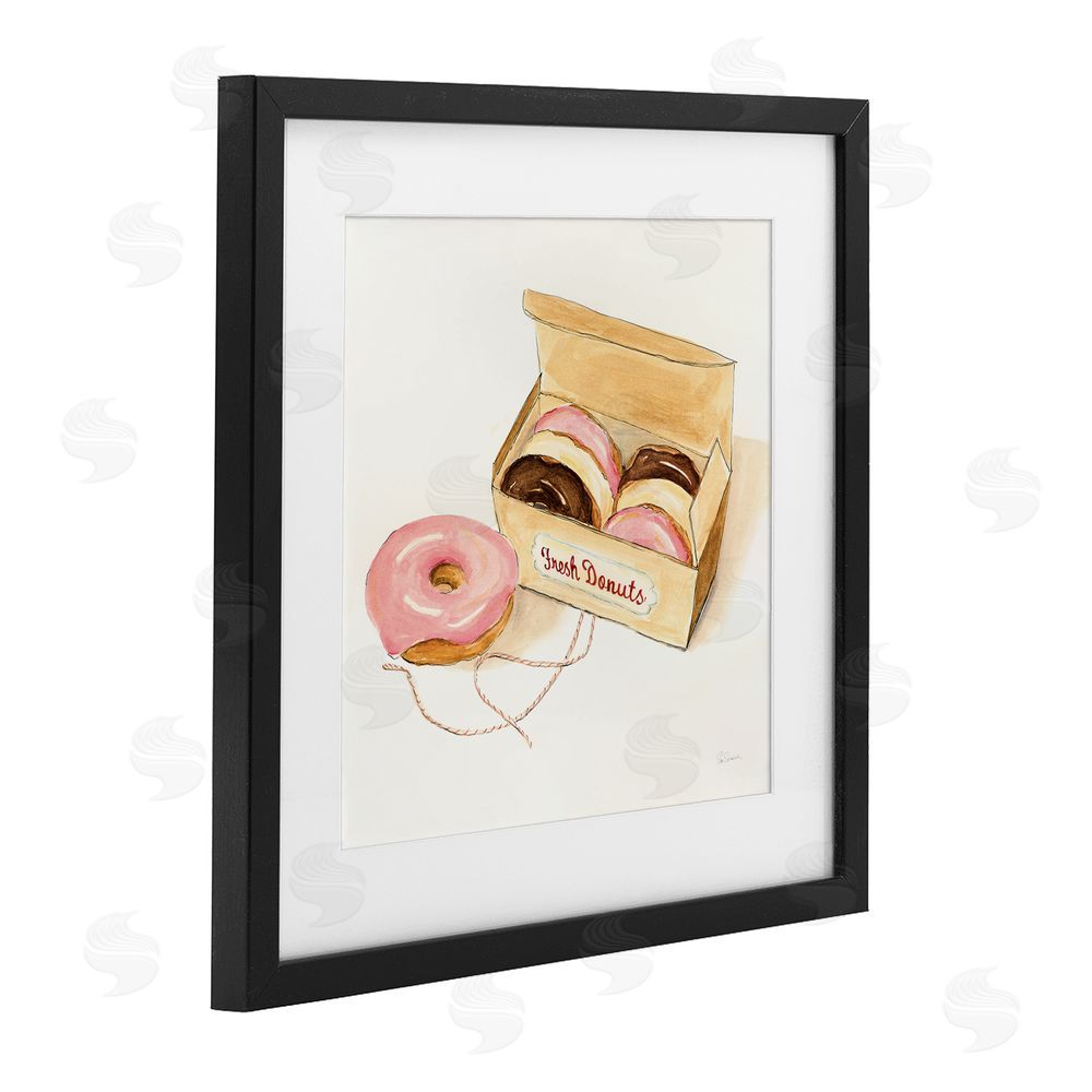 Sue Schlabach Box of Fresh Donuts Black Framed Print Under Glass Wall Art