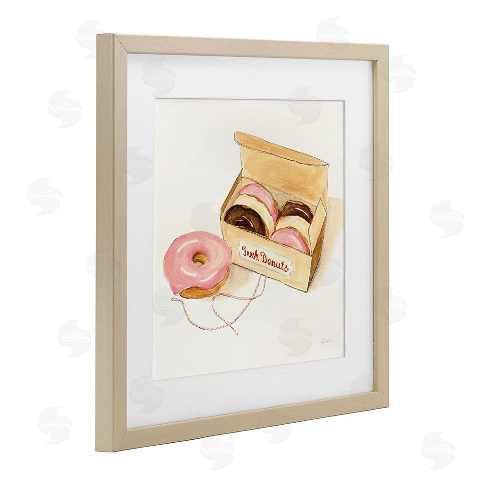 Sue Schlabach Box of Fresh Donuts Brown Framed Print Under Glass Wall Art