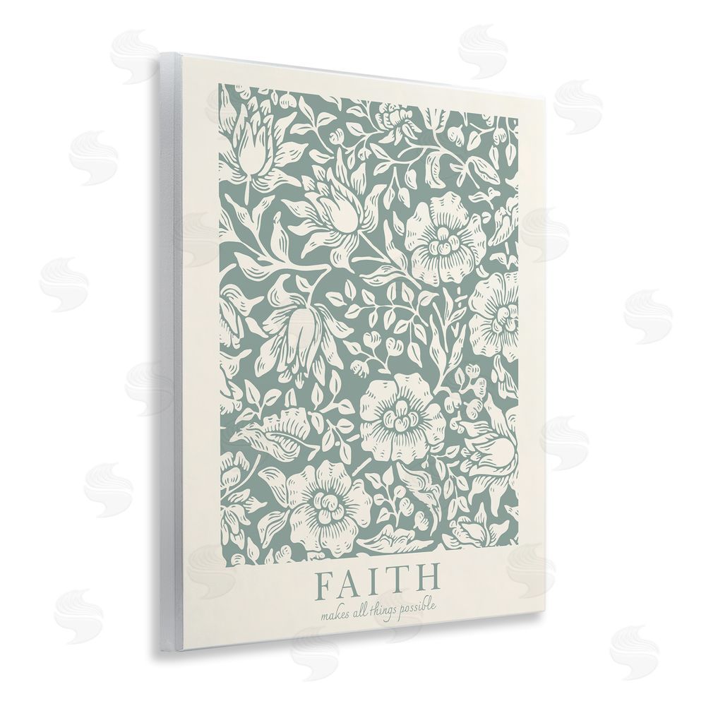 Wild Apple Portfolio Faith Quote with Floral Pattern Wall Plaque Art Print
