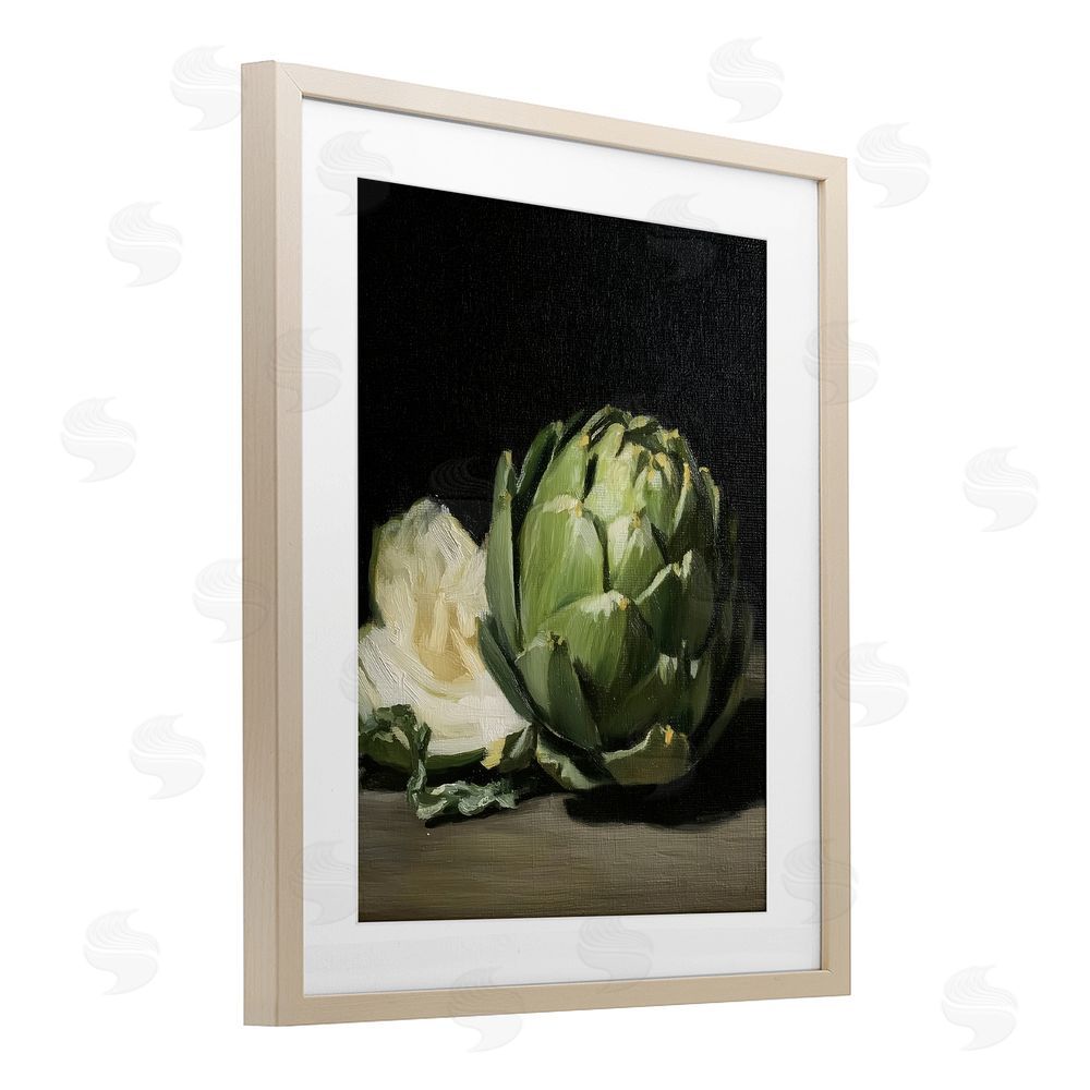 Paula Freeman Classic Green Artichoke Still Life Brown Framed Print Under Glass Wall Art