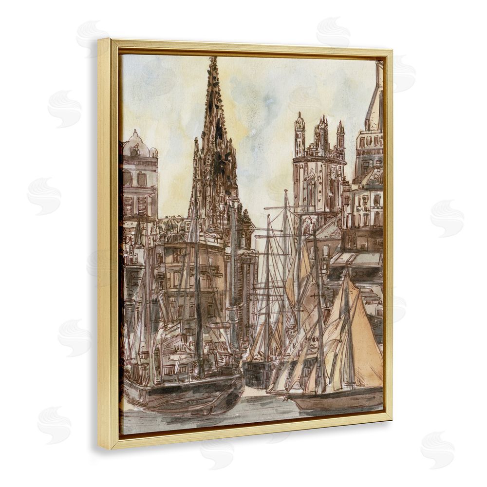 Melissa Wang Salted Remnants Harbor Gold Floating Frame Canvas Wall Art Print