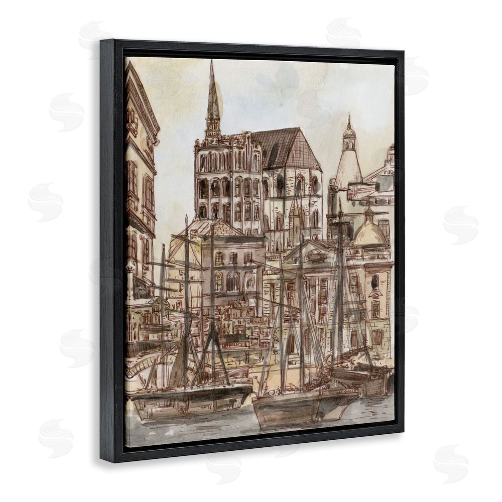 Melissa Wang Harbor of Salted Remnants Black Floating Frame Canvas Wall Art Print