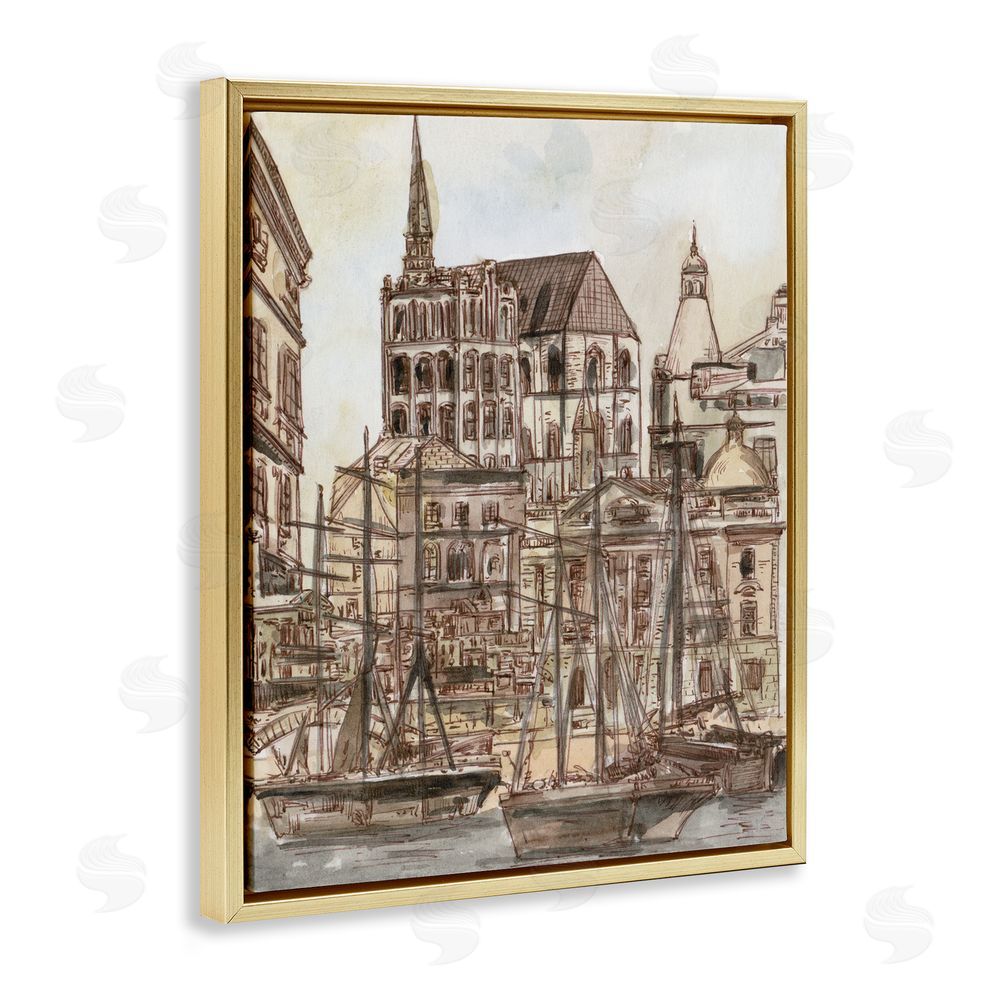 Melissa Wang Harbor of Salted Remnants Gold Floating Frame Canvas Wall Art Print