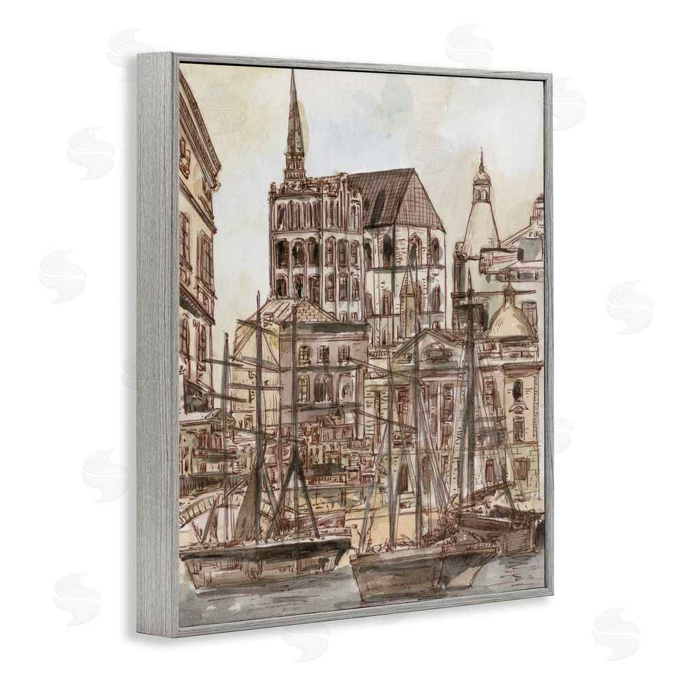 Melissa Wang Harbor of Salted Remnants Gray Framed Giclee Wall Art Print
