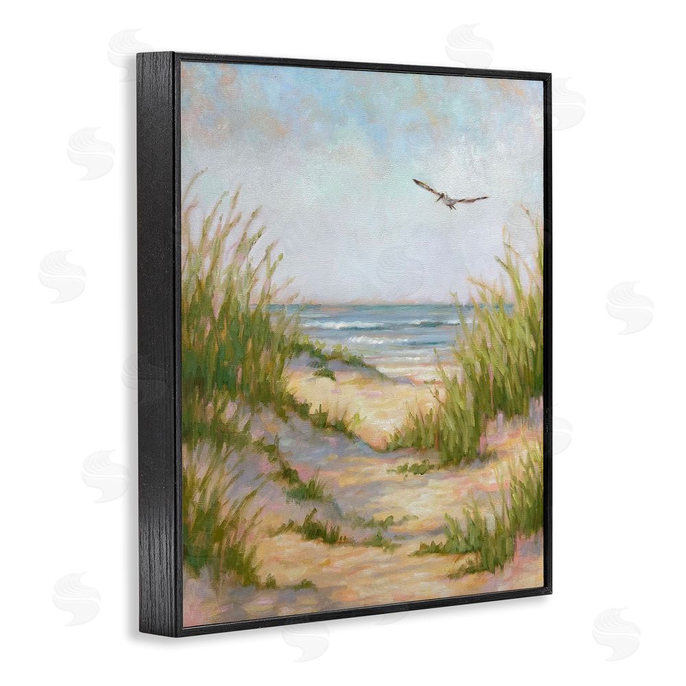 Linda Sperruzzi Peaceful Beach Sand Dunes Black Framed Giclee Wall Art Print
