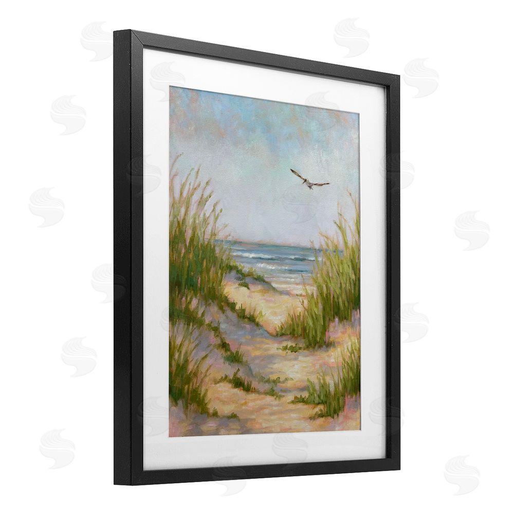 Linda Sperruzzi Peaceful Beach Sand Dunes Black Framed Print Under Glass Wall Art