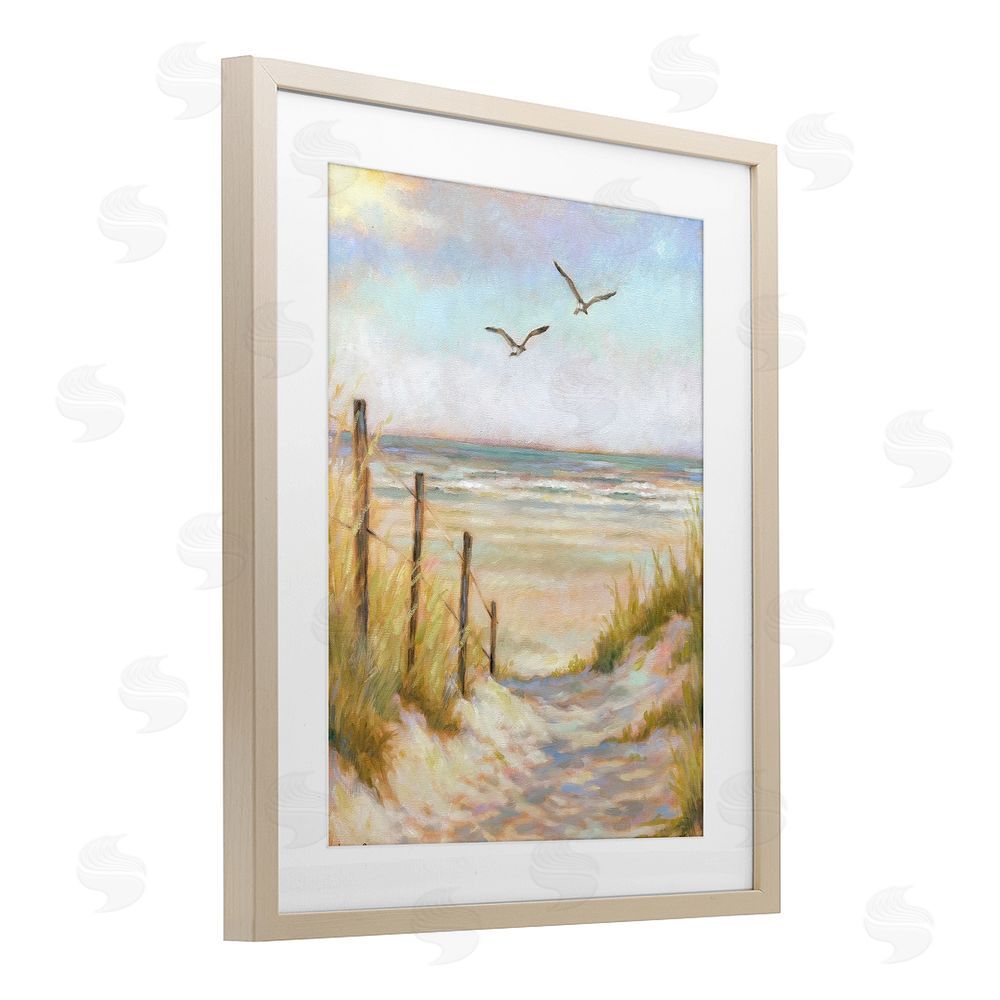 Linda Sperruzzi Tranquility Beach Coastal Path Brown Framed Print Under Glass Wall Art