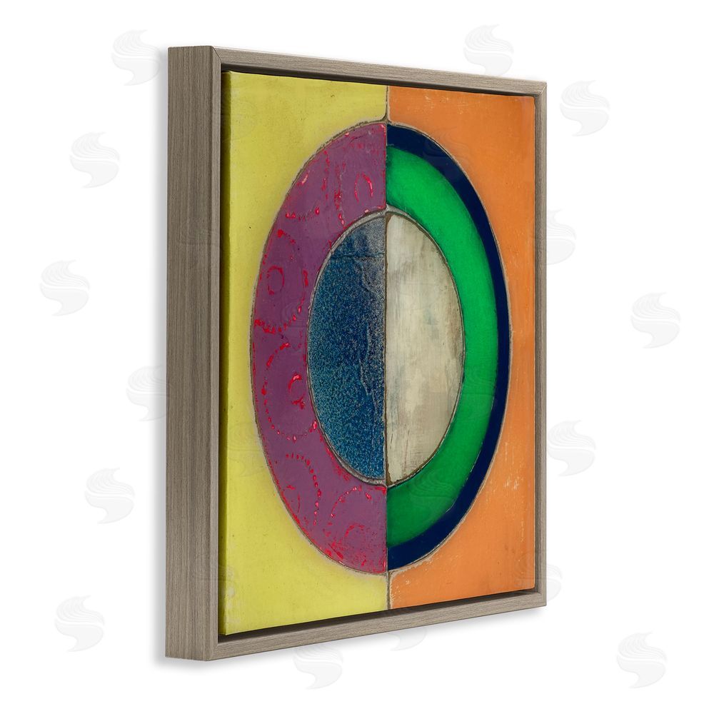 Matthew Finger Muted Round Color Black Brown Floating Frame Canvas Wall Art Print