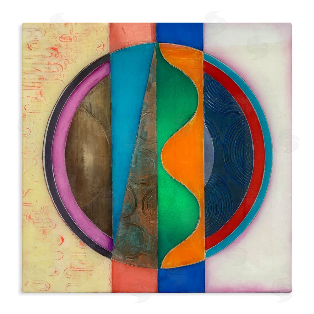 Matthew Finger Circle with Intersecting Waves Stretched Canvas Wall Art