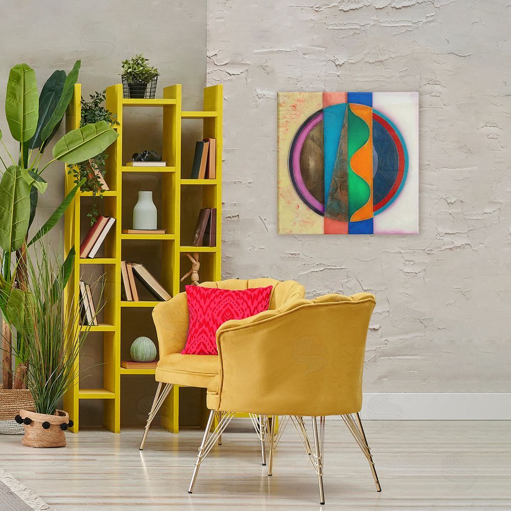 Matthew Finger Circle with Intersecting Waves Stretched Canvas Wall Art in Room