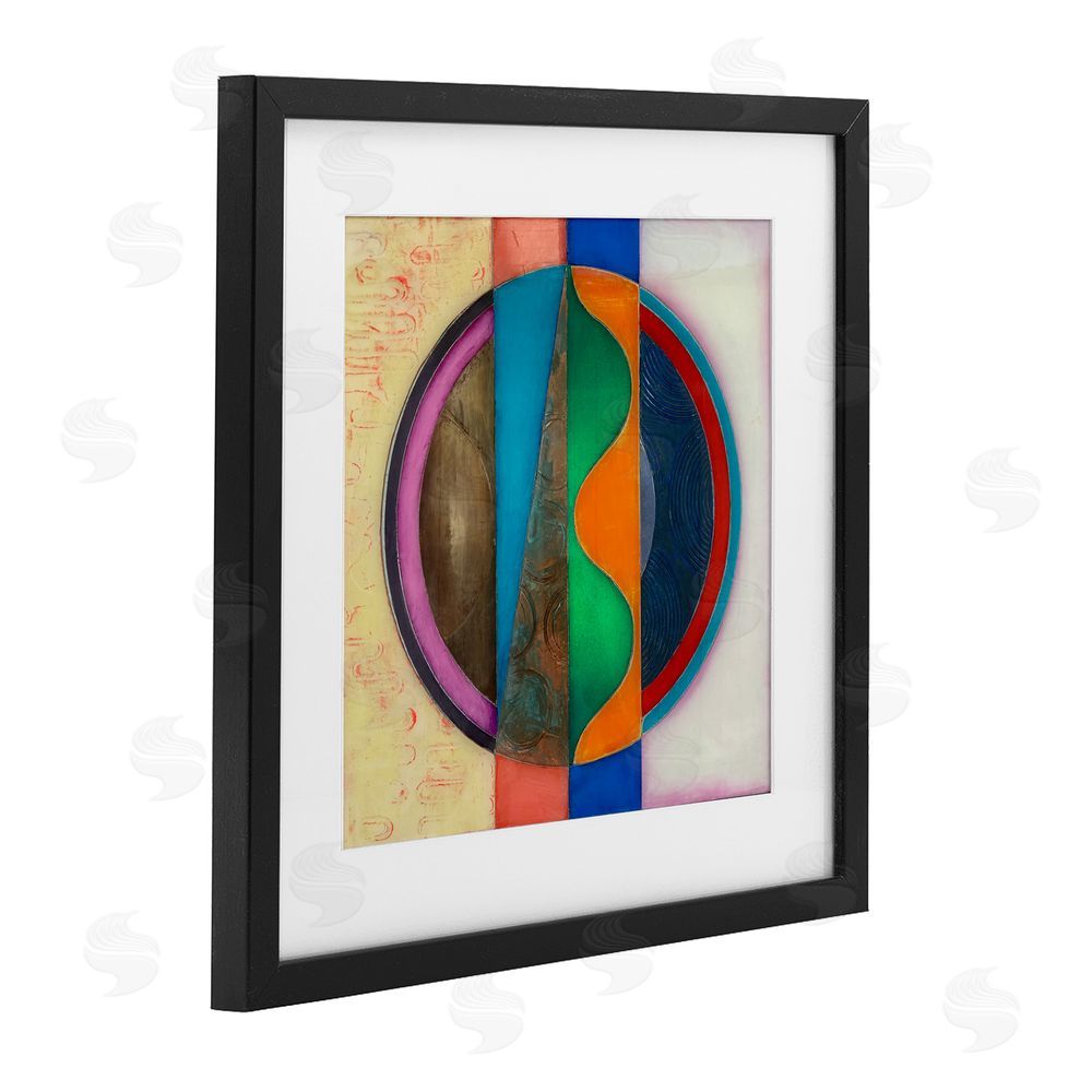 Matthew Finger Circle with Intersecting Waves Black Framed Print Under Glass Wall Art