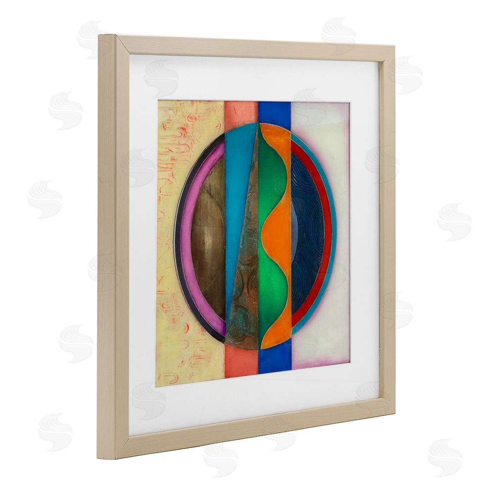 Matthew Finger Circle with Intersecting Waves Birch Framed Print Under Glass Wall Art