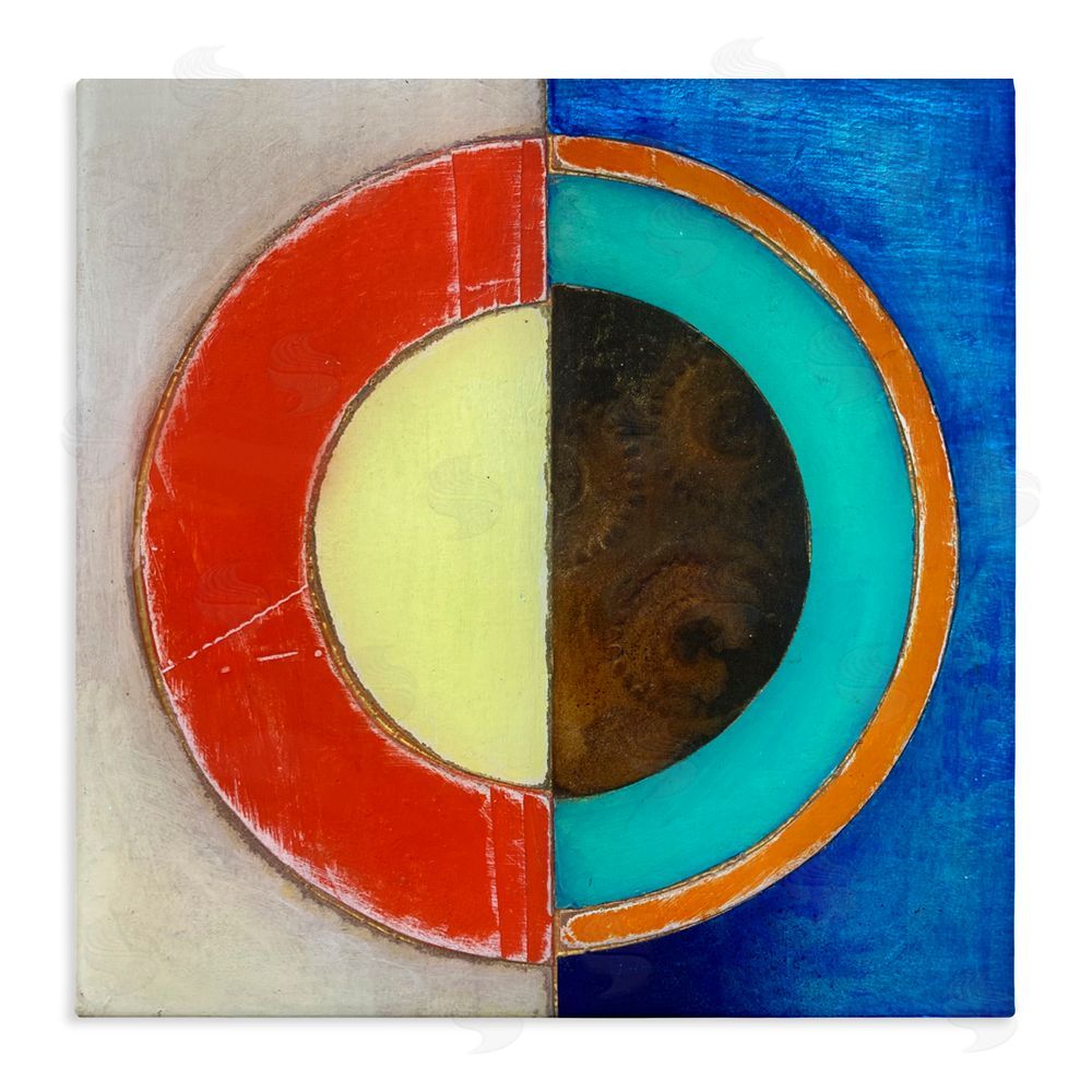 Matthew Finger Round Structured Color Block Stretched Canvas Wall Art Print