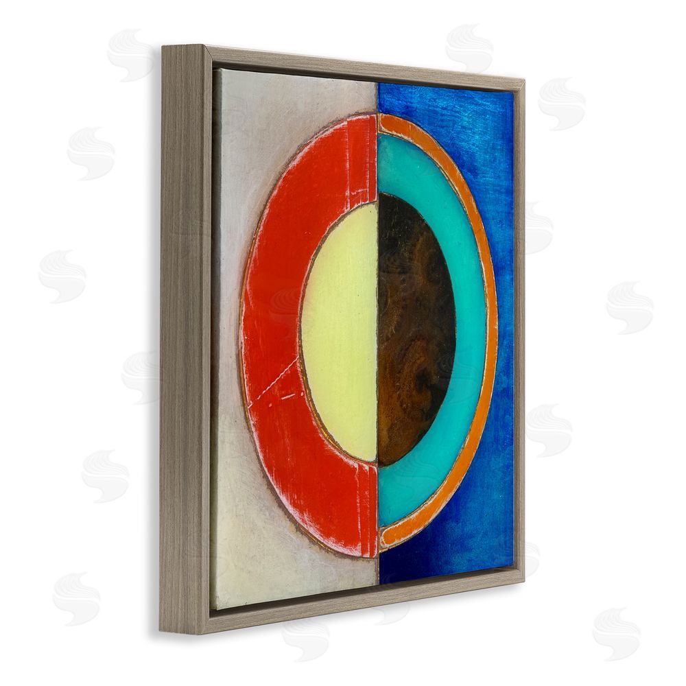 Matthew Finger Round Structured Color Block Brown Floating Frame Canvas Wall Art Print