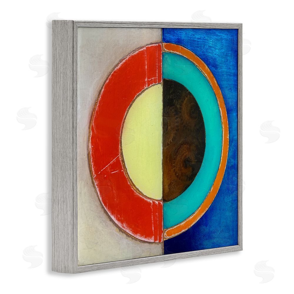 Matthew Finger Round Structured Color Block Gray Framed Giclee Wall Art Print