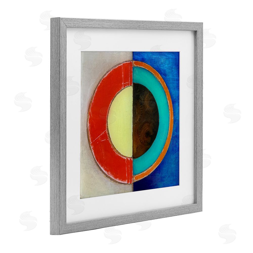 Matthew Finger Round Structured Color Block Gray Framed Print Under Glass Wall Art