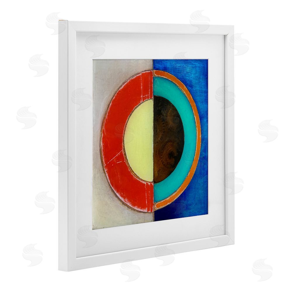 Matthew Finger Round Structured Color Block White Framed Print Under Glass Wall Art
