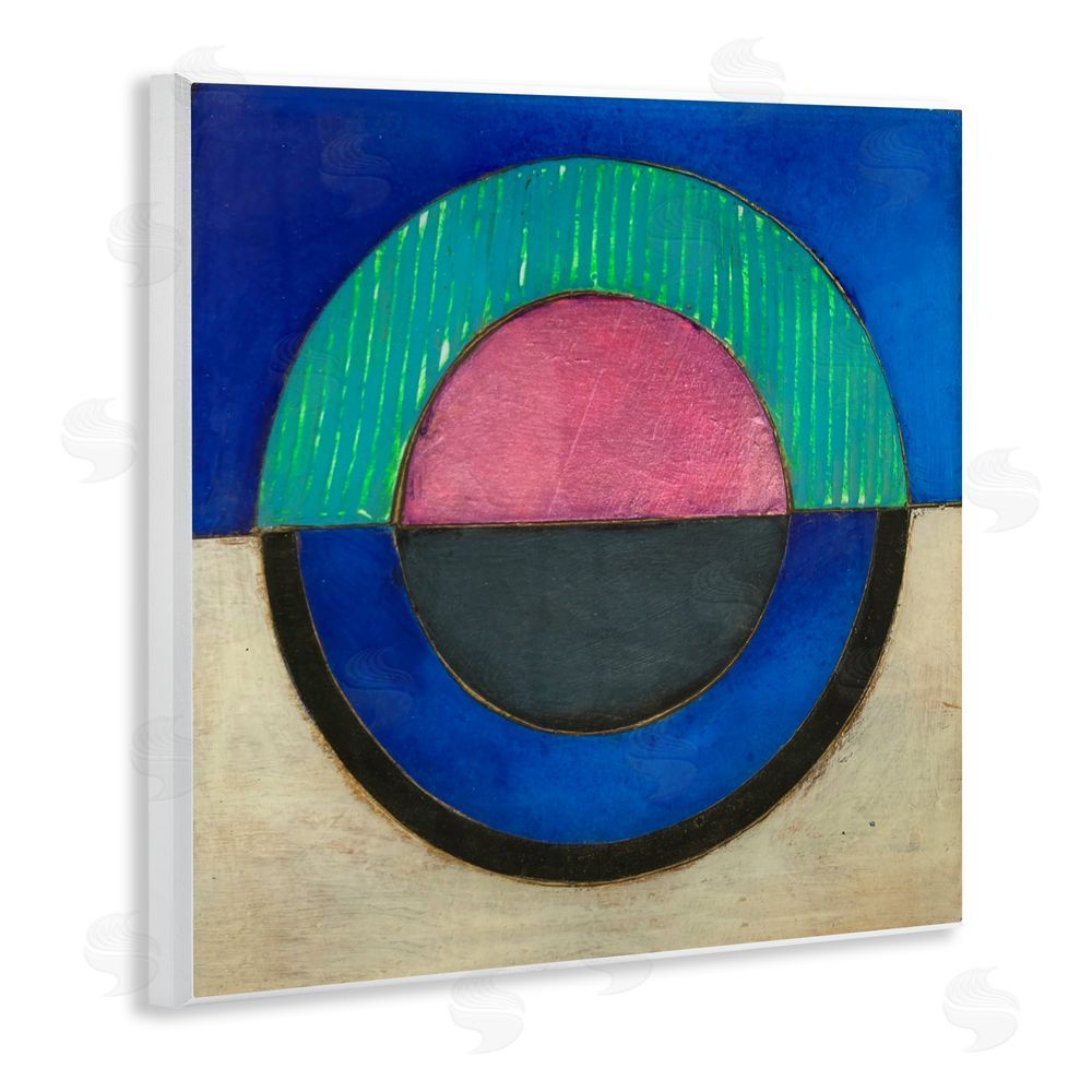 Matthew Finger Blue Toned Distressed Circle Wall Plaque Art Print
