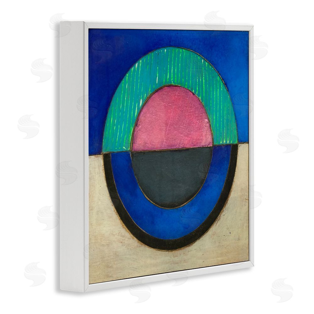 Matthew Finger Blue Toned Distressed Circle White Framed Giclee Wall Art Print