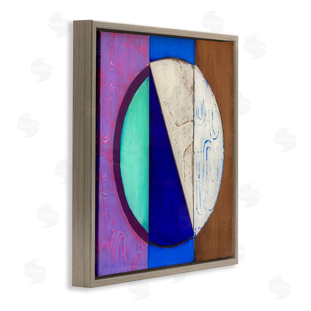 Matthew Finger Structured Blue & Purple Circle Brown Floating Frame Canvas Wall Art Print