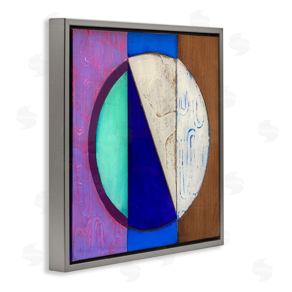 Matthew Finger Structured Blue & Purple Circle Gray Floating Frame Canvas Wall Art Print
