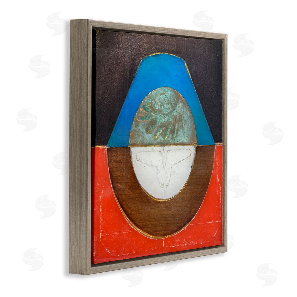 Matthew Finger Round Rustic Symmetry Brown Floating Frame Canvas Wall Art Print