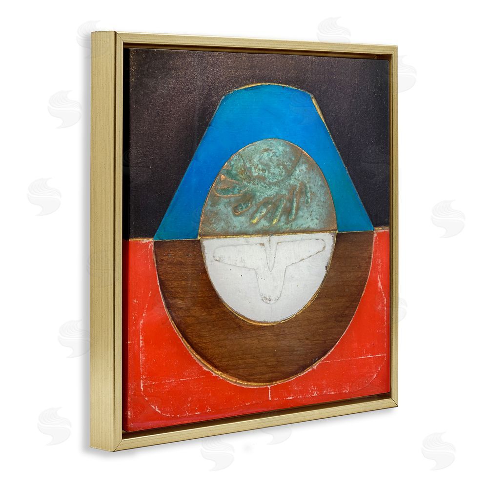 Matthew Finger Round Rustic Symmetry Gold Floating Frame Canvas Wall Art Print
